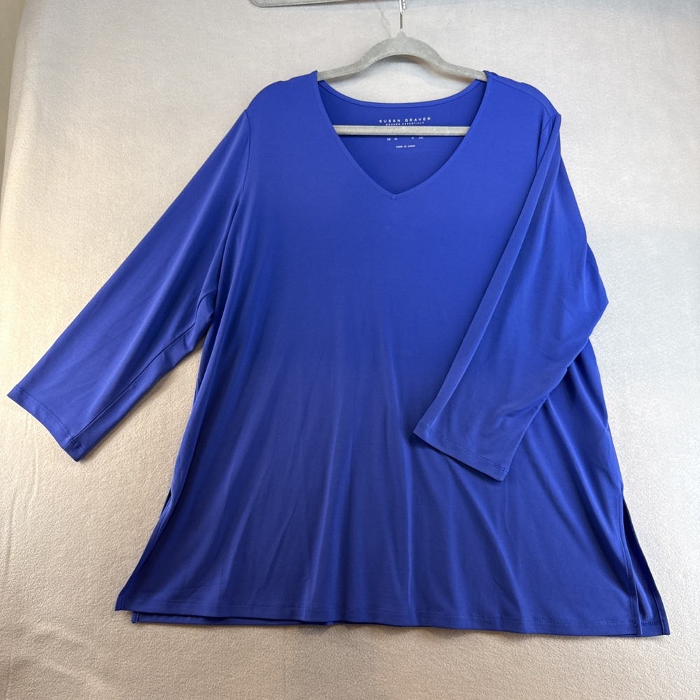 Susan Graver Modern Essentials Plus 1X, 3/4 Sleeves, Casual, Workwear